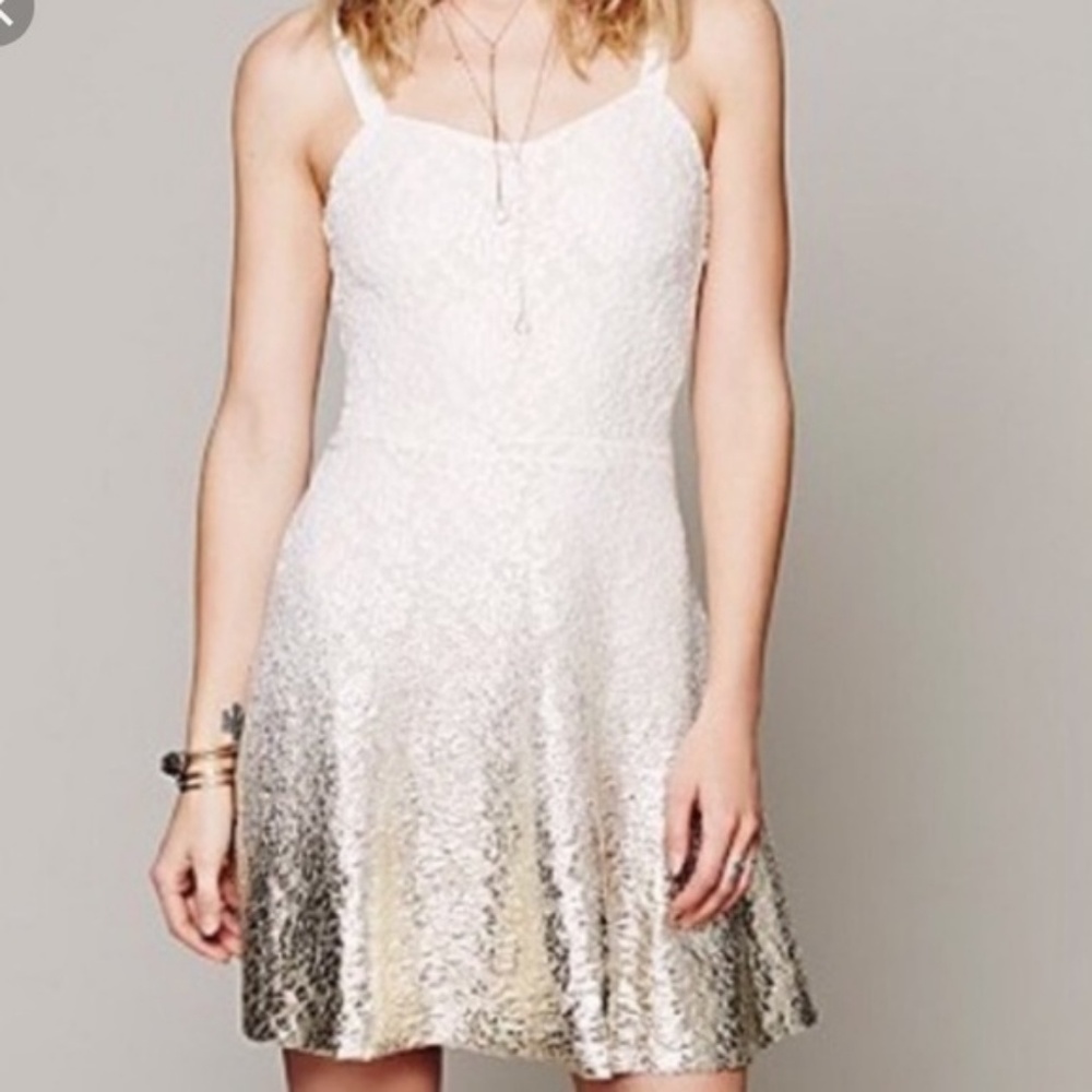 Free People Dipped in Gold Mini Dress